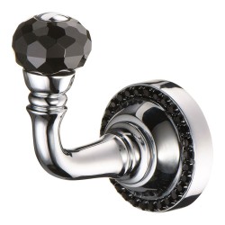 Крючок мебельный 1471-005L BLACK однорожковый цвет глянцевый хром черный кристалл длина 95 мм