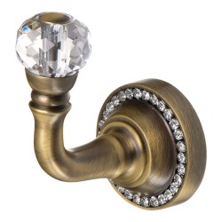 Крючок мебельный 1471-013L однорожковый цвет античная бронза кристалл длина 95 мм