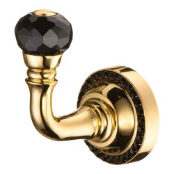 Крючок мебельный 1471-320 BLACK однорожковый цвет глянцевое золото черный кристалл длина 95 мм 