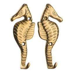Крючок мебельный 15058-B Морской конек глянцевая латунь длина 100 мм набор 2 штуки 