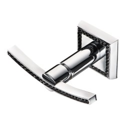 Крючок мебельный 3506-2-75-005 BLACK цвет глянцевый хром, черные кристаллы Swarovski однорожковый длина 120 мм