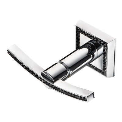 Крючок мебельный 3506-2-75-005 BLACK цвет глянцевый хром, черные кристаллы Swarovski однорожковый длина 120 мм