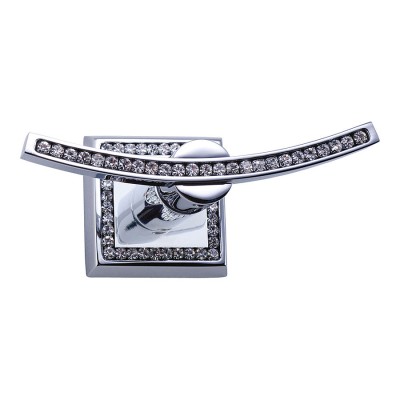 Крючок мебельный 3506-2-75-005 цвет глянцевый хром, прозрачные кристаллы Swarovski однорожковый длина 120 мм 