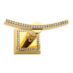 Крючок мебельный 3506-2-75-030 цвет глянцевое золото 24К, прозрачные кристаллы Swarovski однорожковый длина 120 мм