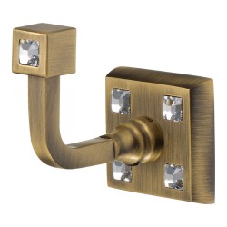 Крючок мебельный 3506-72-013 цвет состаренная латунь, кристаллы Swarovski однорожковый длина 90 мм 