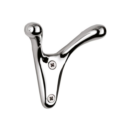 Крючок мебельный 725MP02 цвет глянцевый хром двухрожковый длина 80 мм