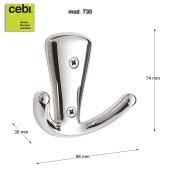 Крючок мебельный 730MP02 цвет глянцевый хром однорожковый длина 74 мм 