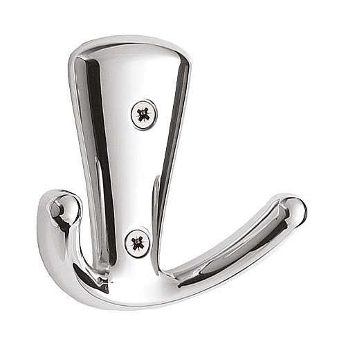 Крючок мебельный 730MP02 цвет глянцевый хром двухрожковый длина 74 мм 