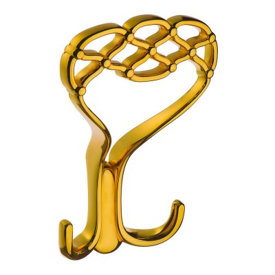 Крючок мебельный 738MP11 цвет глянцевое золото трех рожковый 140 мм 