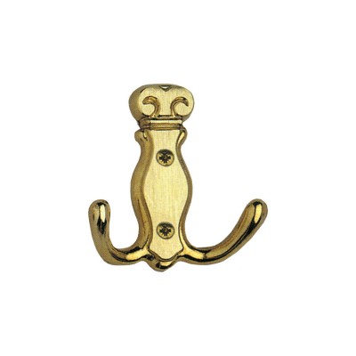 Крючок мебельный AX5016.000.22 цвет латунь двух рожковый длина 82 мм 