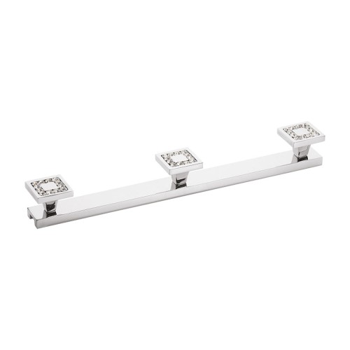 Крючок мебельный 0471-005-3 цвет глянцевый хром кристаллы Swarovski трехрожковый 353 мм