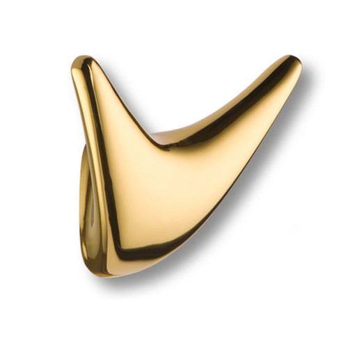 Крючок мебельный 2025 0091 GL цвет глянцевое золото двухрожковый 91 мм