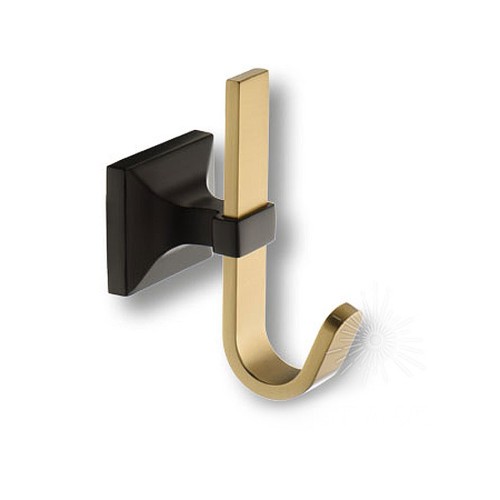 Крючок мебельный 737 Hook Matt Black-Champagne Gold цвет матовая латунь, черный 100 мм