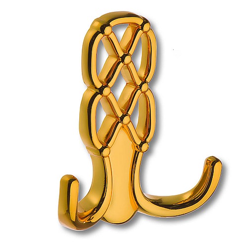 Крючок мебельный 737MP11 цвет глянцевое золото двухрожковый 90 мм