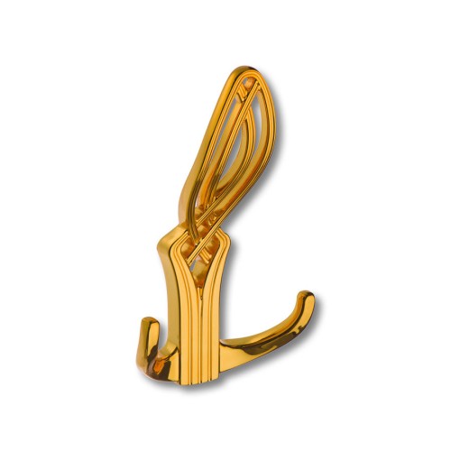 Крючок мебельный 748MP11 цвет глянцевое золото трехрожковый 136 мм