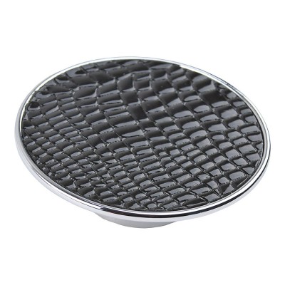 Ручка кнопка круглая 1026NE цвет глянцевый хром, черная кожа диаметр 85 мм Ручка кнопка круглая 1026NE цвет глянцевый хром, черная кожа диаметр 85 мм