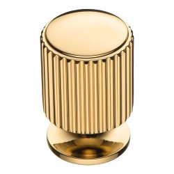 Ручка кнопка цилиндр с насечкой 1464 0020 GL цвет глянцевое золото диаметр 20 мм
