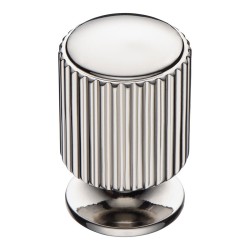 Ручка кнопка цилиндр с насечкой 1464 0020 PN цвет глянцевый никель диаметр 20 мм