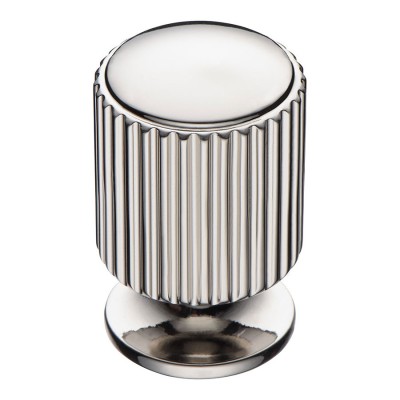 Ручка кнопка цилиндр с насечкой 1464 0020 PN цвет глянцевый никель диаметр 20 мм