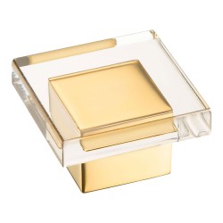 Ручка модерн кнопка 15.383.40.19 глянцевое золото, стекло ширина 40 мм  