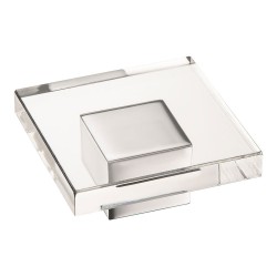 Ручка модерн кнопка 15.383.55.07 глянцевый хром, стекло ширина 55 мм Ручка модерн кнопка 15.383.55.07 глянцевый хром, стекло ширина 55 мм