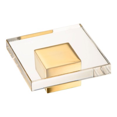 Ручка модерн кнопка 15.383.55.19 глянцевое золото, стекло ширина 40 мм   