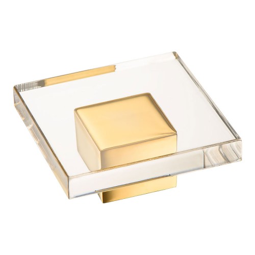 Ручка кнопка 15.383.55.19 глянцевое золото, стекло ширина 55 мм 