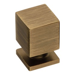 Ручка кнопка куб 1954 0014 ABM цвет состаренная латунь ширина 14 мм 