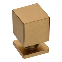 Ручка кнопка куб 1954 0014 GB цвет матовая латунь ширина 14 мм 