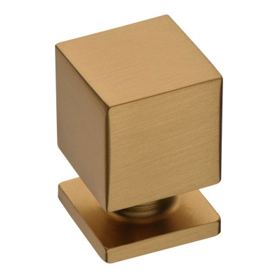 Ручка кнопка куб 1954 0014 GB цвет матовая латунь ширина 14 мм 