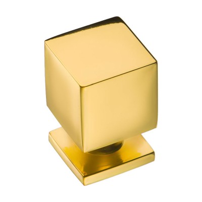 Ручка кнопка куб 1954 0014 GL цвет глянцевое золото ширина 14 мм 