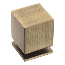 Ручка модерн кнопка куб 1954 0025 ABM цвет состаренная латунь ширина 25 мм 