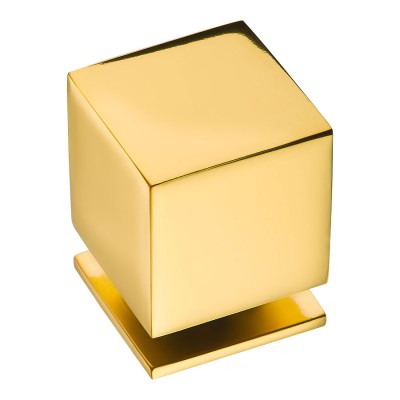 Ручка модерн кнопка куб 1954 0025 GL цвет глянцевое золото ширина 25 мм 