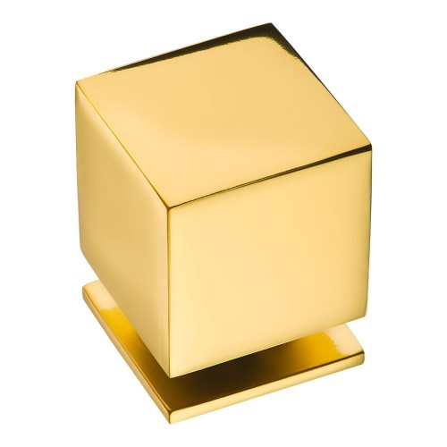 Ручка кнопка куб 1954 0025 GL цвет глянцевое золото ширина 25 мм 