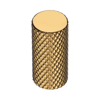 Ручка кнопка цилиндр с насечкой 1990 0012 GL цвет глянцевое золото диаметр 12 мм