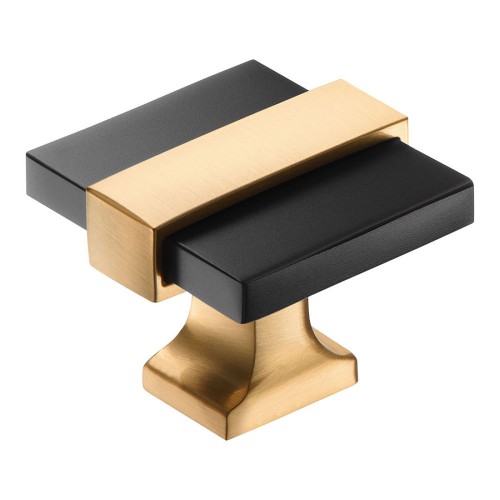 Ручка кнопка квадратная 37-Matt Gold-Matt Black цвет золото / черный матовый ширина 35 мм 