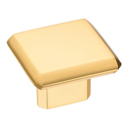 Ручка кнопка квадратная 4106 016MP11 цвет глянцевое золото ширина 40 мм, крепление 16 мм 