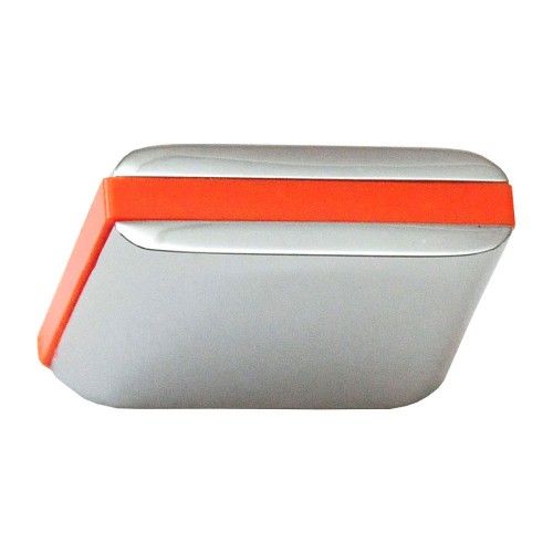 Ручка кнопка 429025MP02PL09 цвет глянцевый хром, оранжевый пластик длина 28 мм