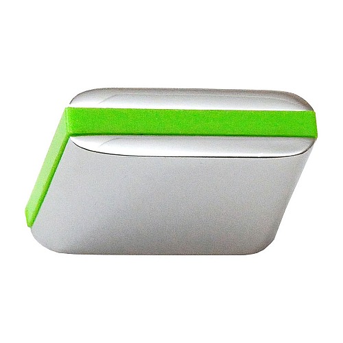 Ручка кнопка 429025MP02PL13 цвет глянцевый хром, зеленый пластик длина 28 мм