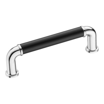 Ручка скоба 4681 0096 CR-AL6 цвет глянцевый хром, черный длина 110 мм, крепление 96 мм