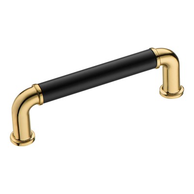 Ручка скоба 4681 0096 GL-AL6 цвет глянцевое золото, черный длина 110 мм, крепление 96 мм