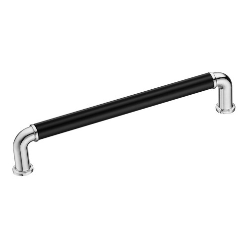 Ручка скоба 4681 0160 CR-AL6 цвет глянцевый хром, черный длина 175 мм, крепление 160 мм 