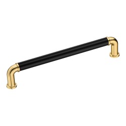 Ручка скоба 4681 0160 GL-AL6 цвет глянцевое золото, черный длина 175 мм, крепление 160 мм 