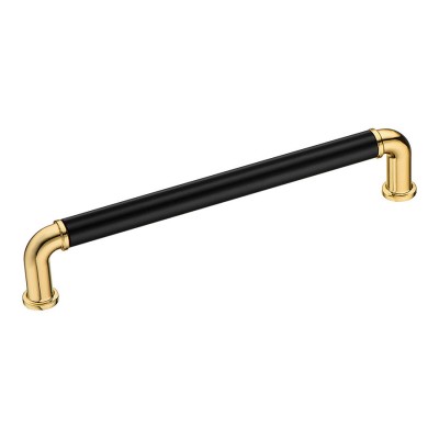 Ручка скоба 4681 0160 GL-AL6 цвет глянцевое золото, черный длина 175 мм, крепление 160 мм 