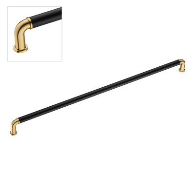 Ручка скоба 4681 0416 GL-AL6 цвет глянцевое золото, черный длина 440 мм, крепление 416 мм 