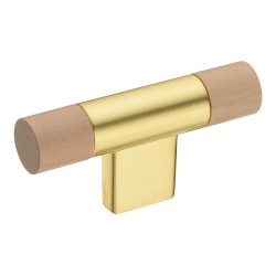 Ручка кнопка Т-образная 9400-217 цвет матовое золото натуральное дерево длина 68 мм Ручка кнопка Т-образная 9400-217 цвет матовое золото натуральное дерево длина 68 мм