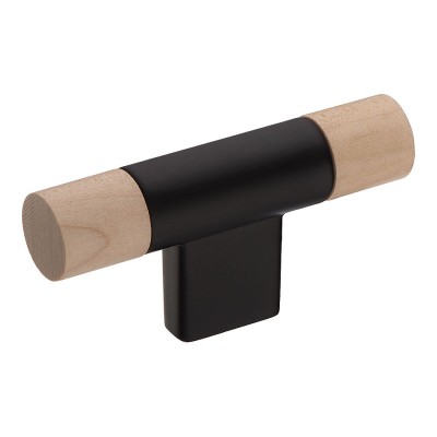 Ручка кнопка Т-образная 9400-617 цвет черный натуральное дерево длина 68 мм 