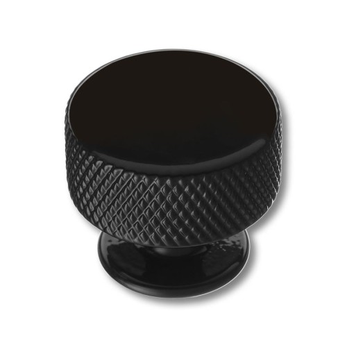 Ручка кнопка 1820 Shiny Black цвет глянцевый черный диаметр 25 мм 