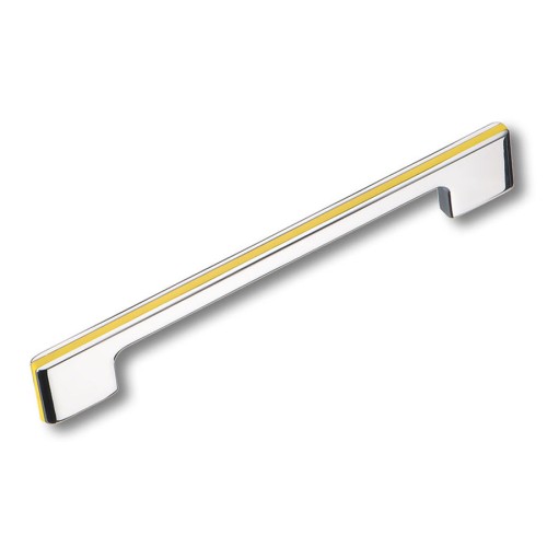 Ручка скоба 182160MP02PL08 цвет глянцевый хром / желтый длина 182 мм, крепление 160 мм