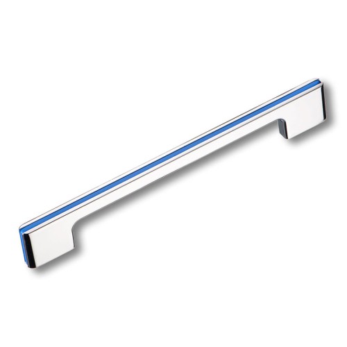 Ручка скоба 182160MP02PL12 цвет глянцевый хром / синий длина 182 мм, крепление 160 мм